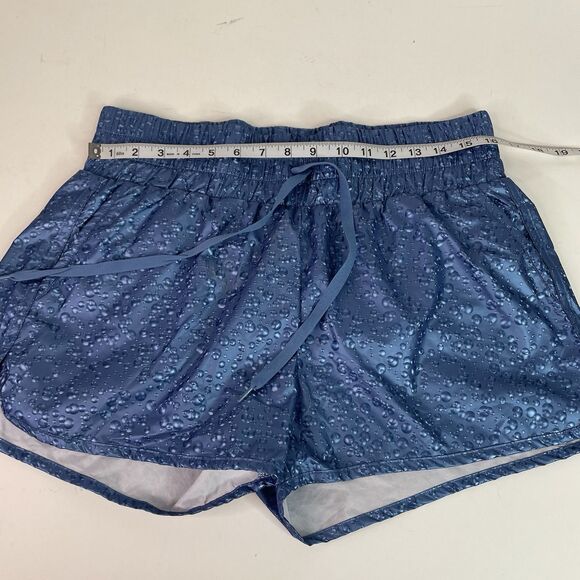 New Zyia Active Shorts, Large, Blue, Drawstring, 2” Inseam, Running, Water Drops - Picture 7 of 11